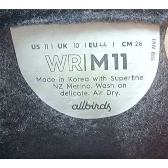 Allbirds WR M11 Mens Size 11 Wool Runners Lace Up Charcoal Black Running Shoes - Picture 7 of 7